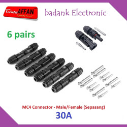 6 pairs MC4 Connector (1 to 1) sepasang M/F 1000V Solar Panel Surya